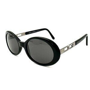 Chic Dolce & Gabbana DG 530S Vintage Sunglasses Black Oval 1960s Mod